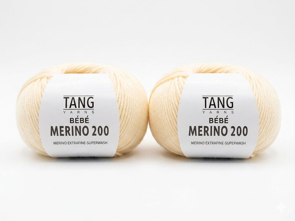 Tang Yarns Bebe Merino 200, Merino Extrafine Superwash, Lot of 2, Cream